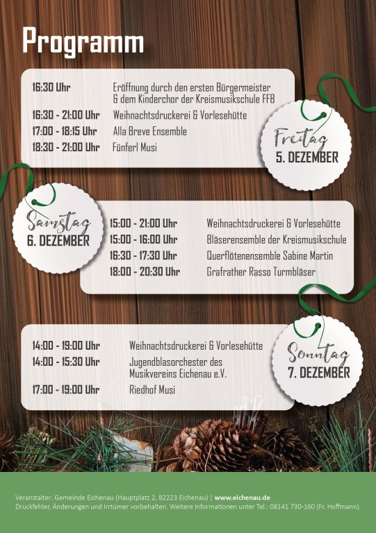 Programm Weihnachtsmarkt