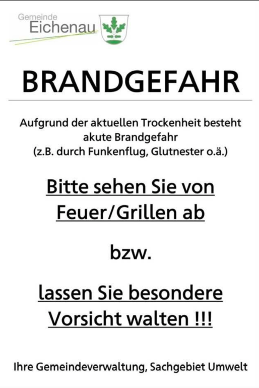Waldbrandgefahr in Eichenau