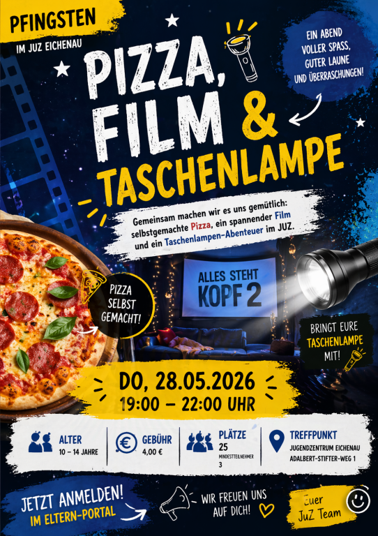 Pizza, Film und Taschenlampe